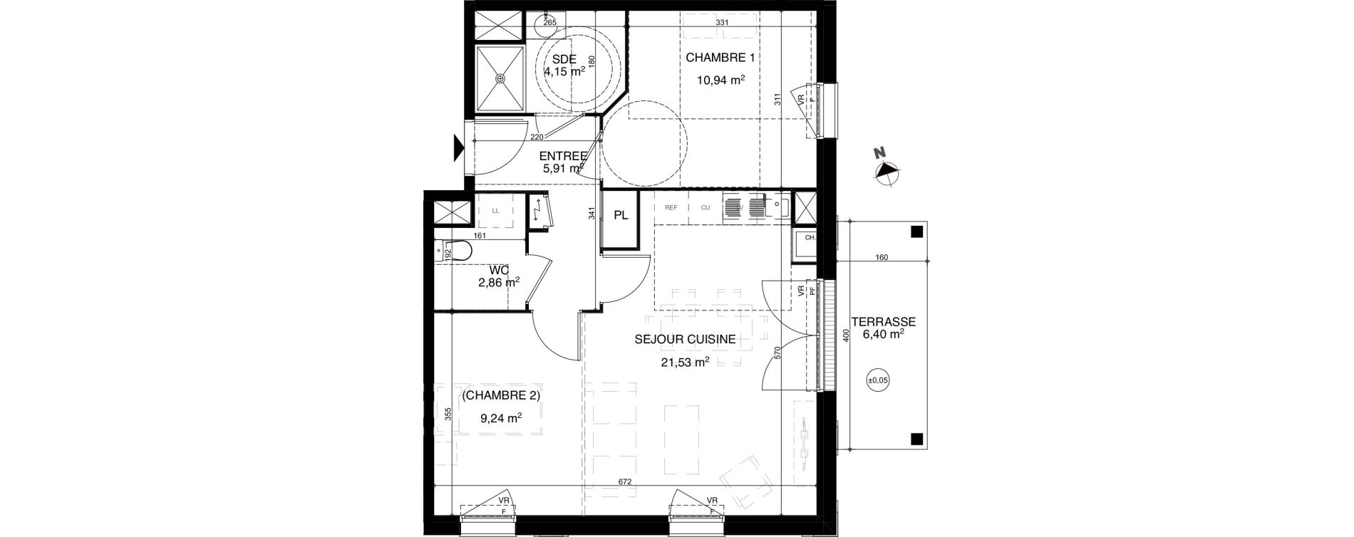 Appartement T2 de 55,00 m2 à Vendays-Montalivet Centre