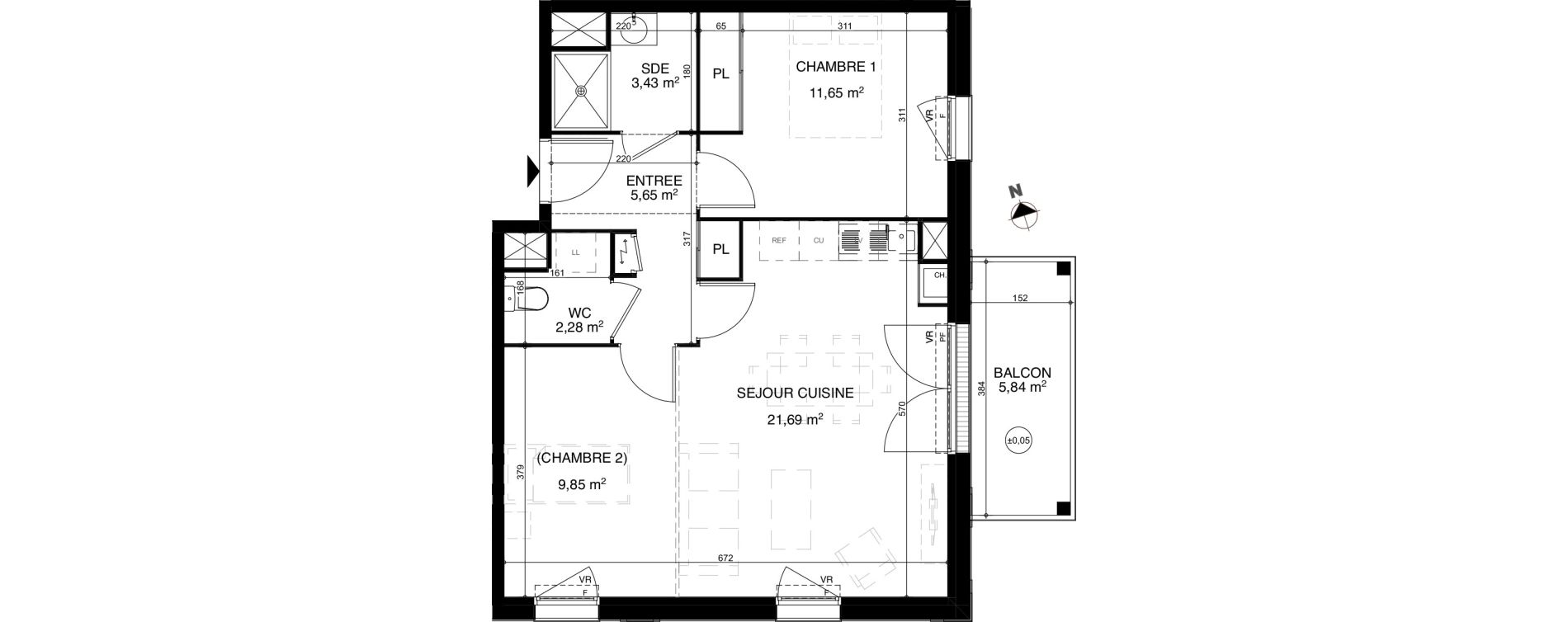 Appartement T2 de 54,55 m2 &agrave; Vendays-Montalivet Centre