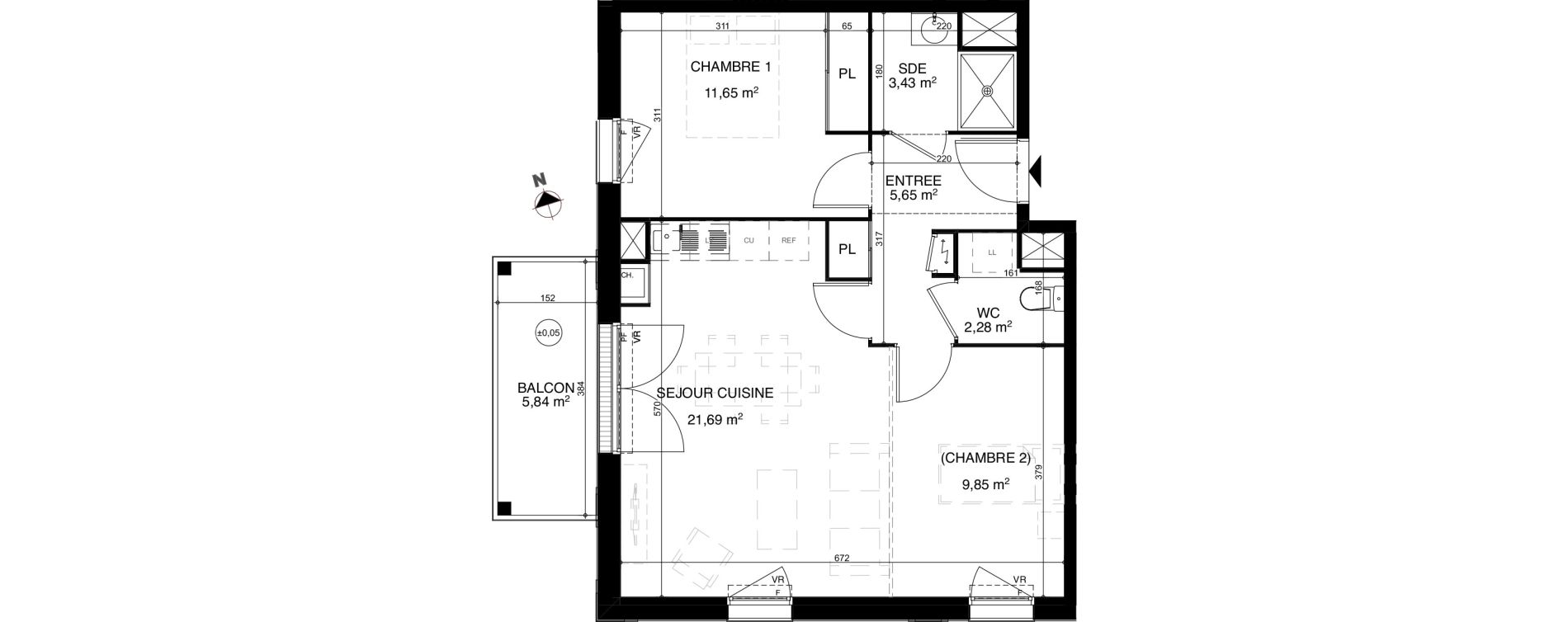 Appartement T2 de 54,55 m2 &agrave; Vendays-Montalivet Centre