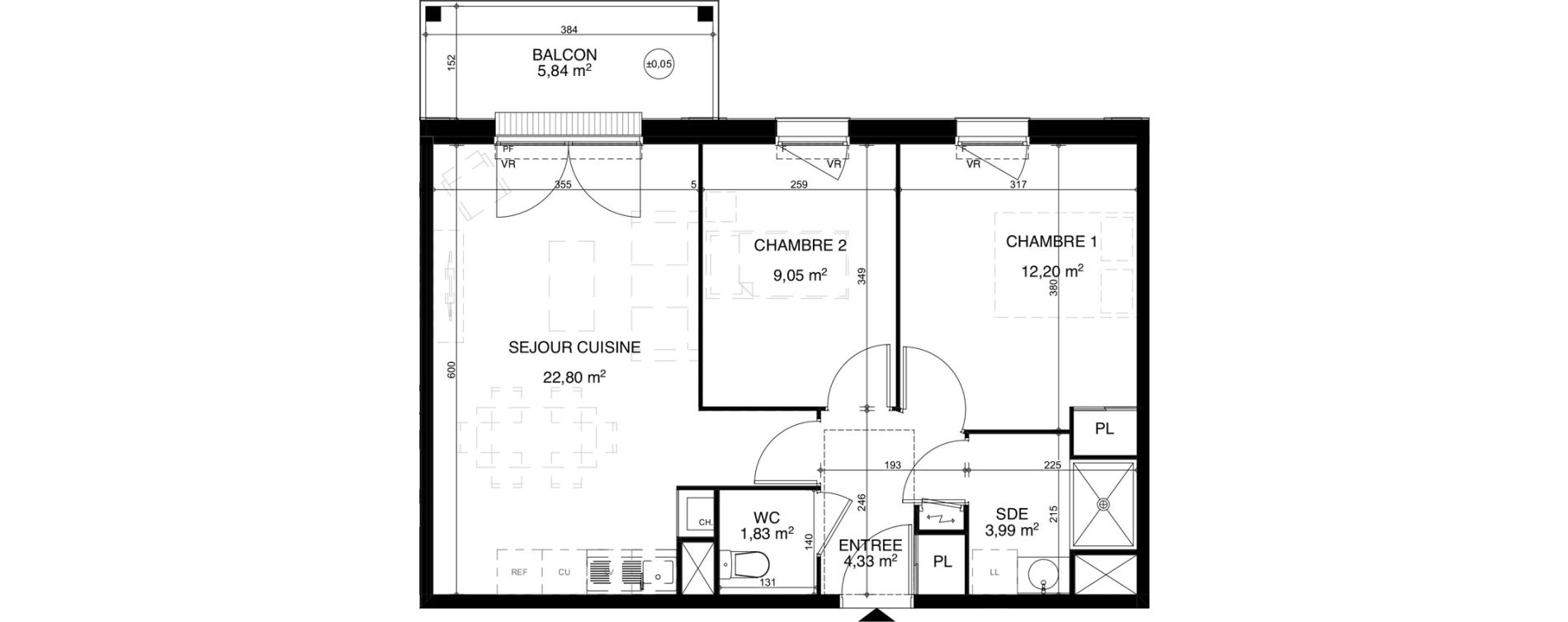 Appartement T3 de 54,20 m2 &agrave; Vendays-Montalivet Centre