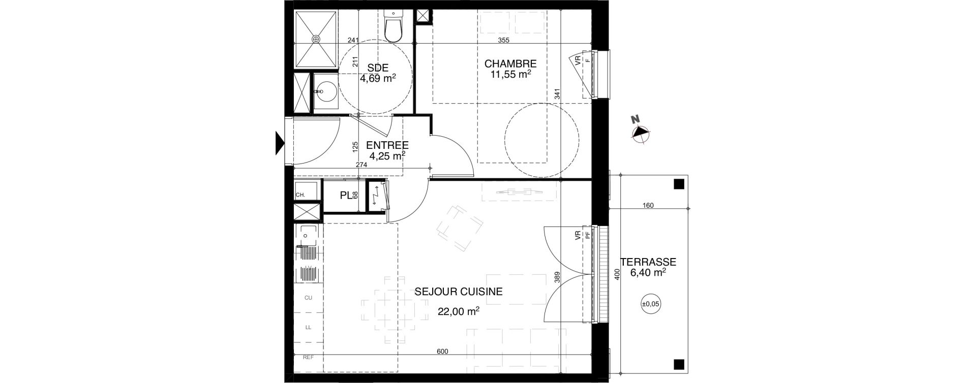 Appartement T2 de 42,00 m2 à Vendays-Montalivet Centre