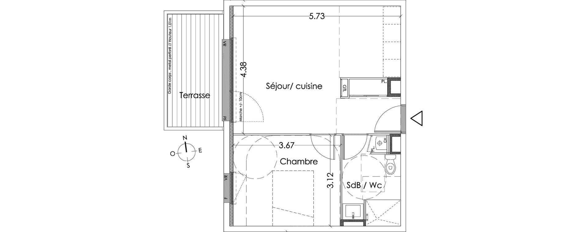 Appartement T2 de 41,80 m2 &agrave; Villenave-D'Ornon Centre