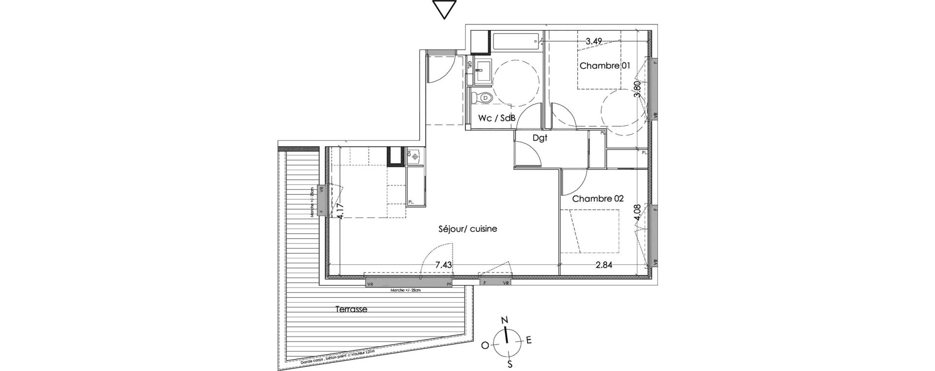 Appartement T3 de 66,70 m2 &agrave; Villenave-D'Ornon Centre