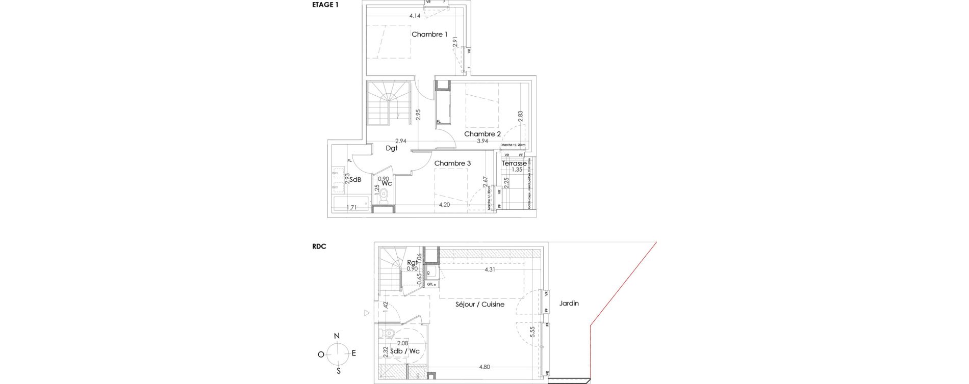 Duplex T4 de 81,15 m2 &agrave; Villenave-D'Ornon Centre