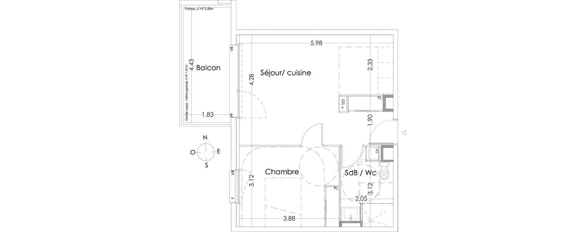 Appartement T2 de 43,00 m2 &agrave; Villenave-D'Ornon Centre