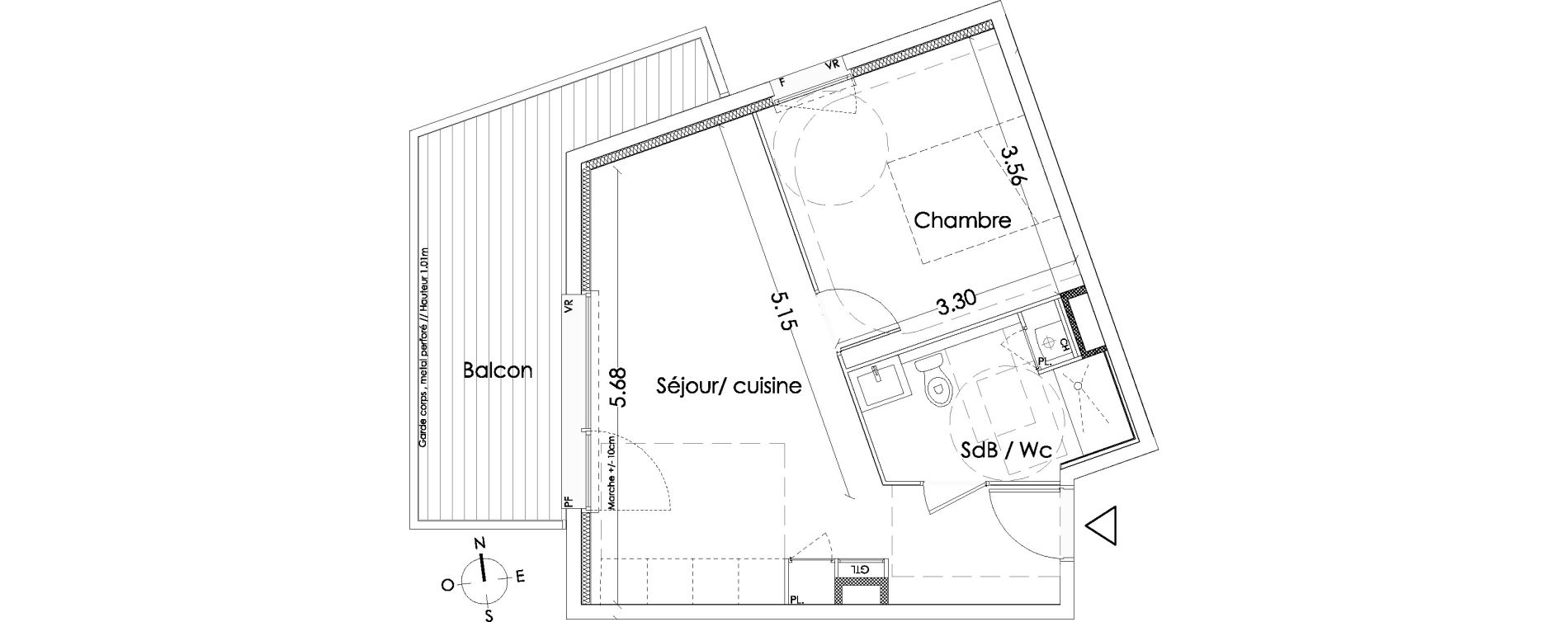 Appartement T2 de 40,50 m2 &agrave; Villenave-D'Ornon Centre