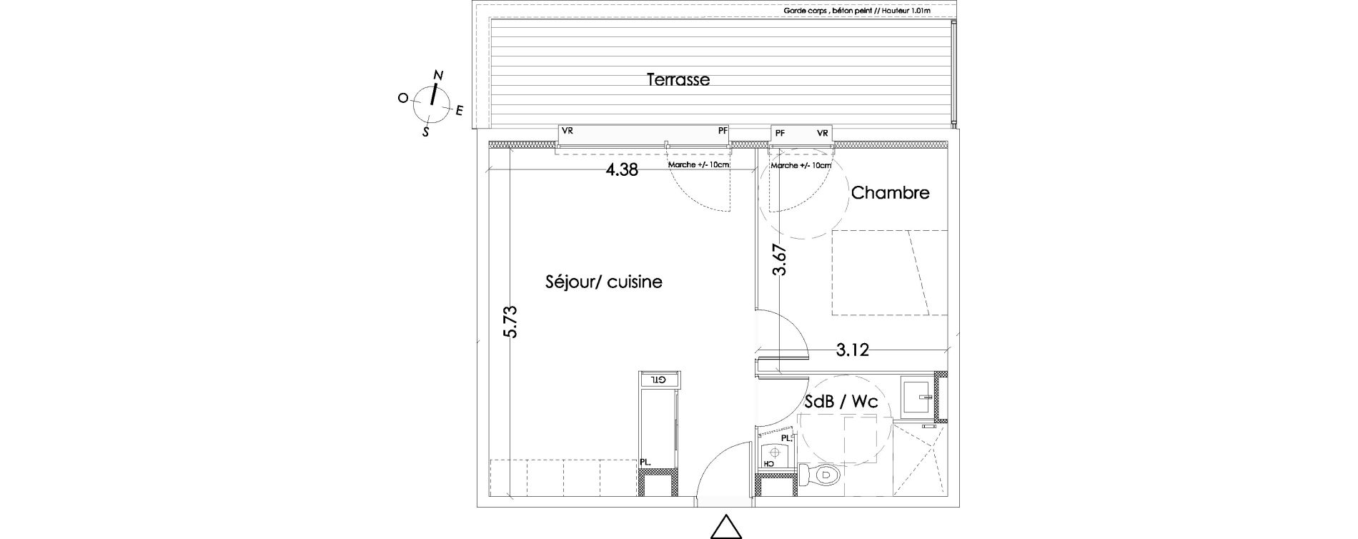 Appartement T2 de 41,80 m2 &agrave; Villenave-D'Ornon Centre