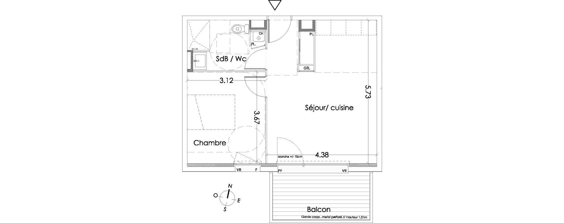 Appartement T2 de 41,80 m2 &agrave; Villenave-D'Ornon Centre