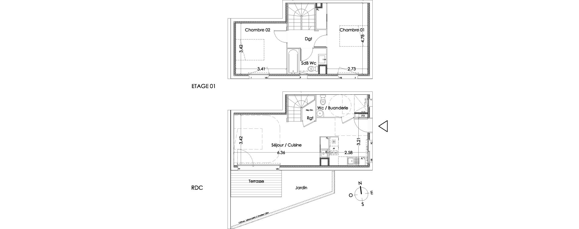 Maison T3 de 67,40 m2 &agrave; Villenave-D'Ornon Centre