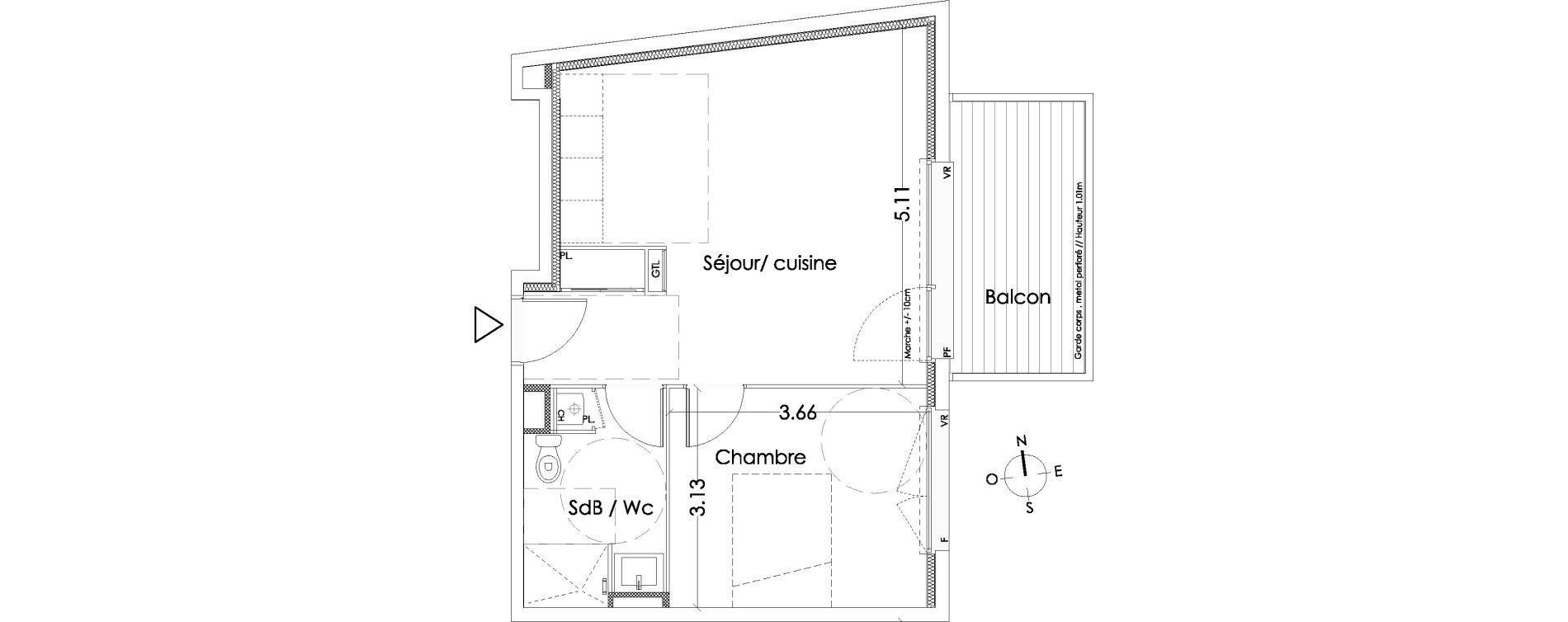 Appartement T2 de 42,60 m2 &agrave; Villenave-D'Ornon Centre