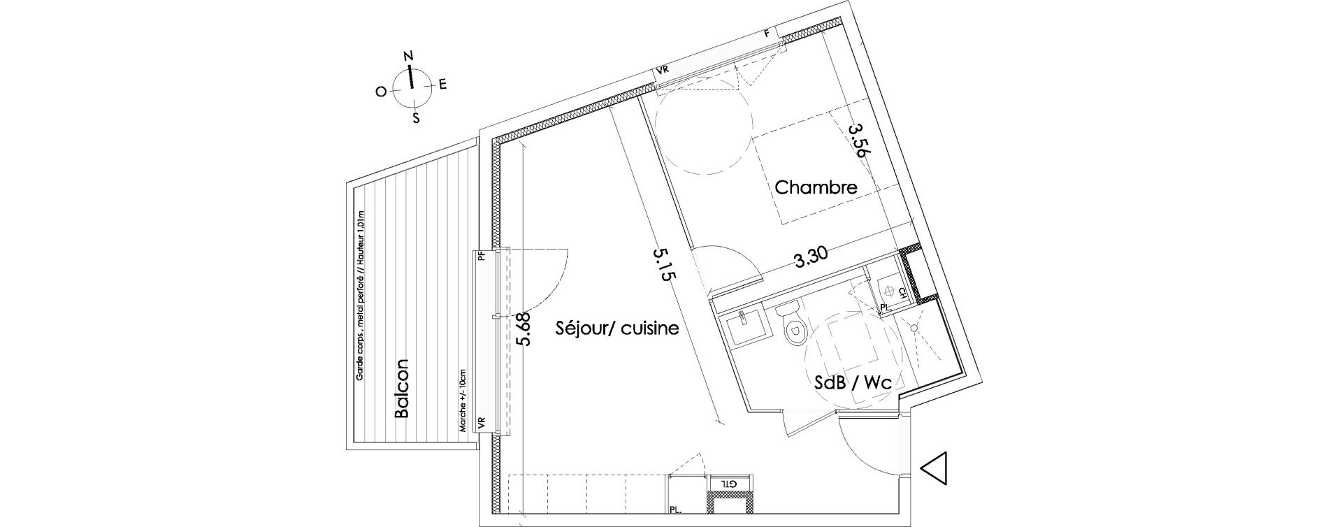 Appartement T2 de 40,50 m2 &agrave; Villenave-D'Ornon Centre