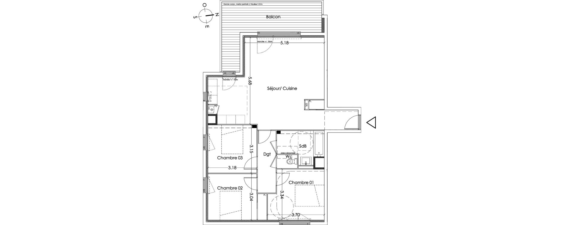 Appartement T4 de 79,60 m2 &agrave; Villenave-D'Ornon Centre
