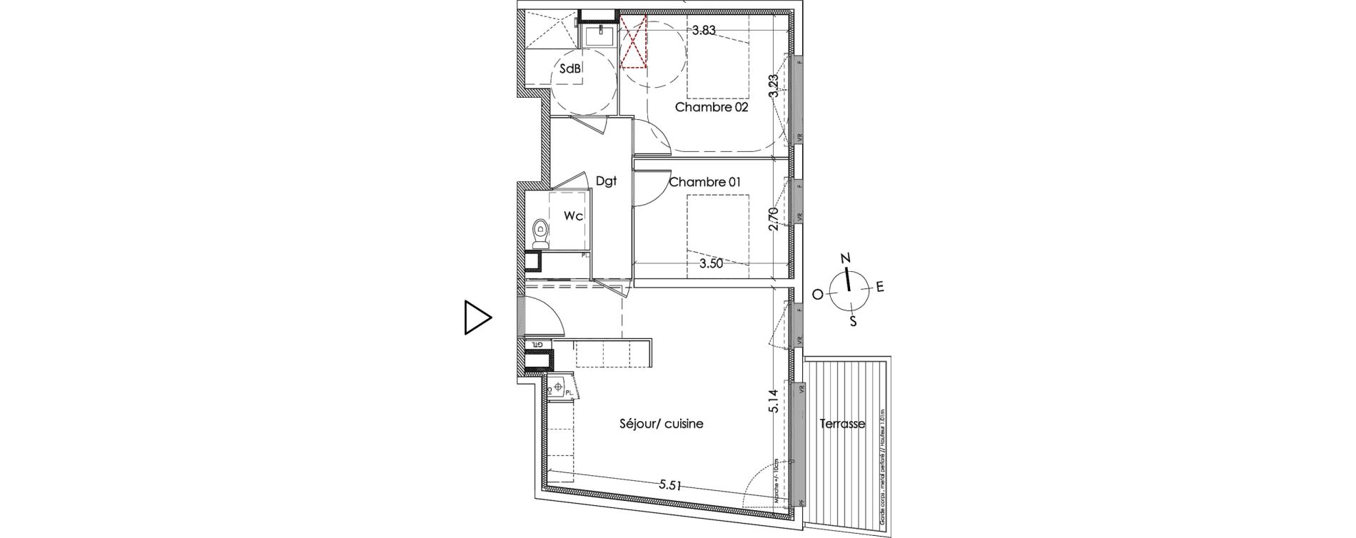 Appartement T3 de 60,50 m2 &agrave; Villenave-D'Ornon Centre