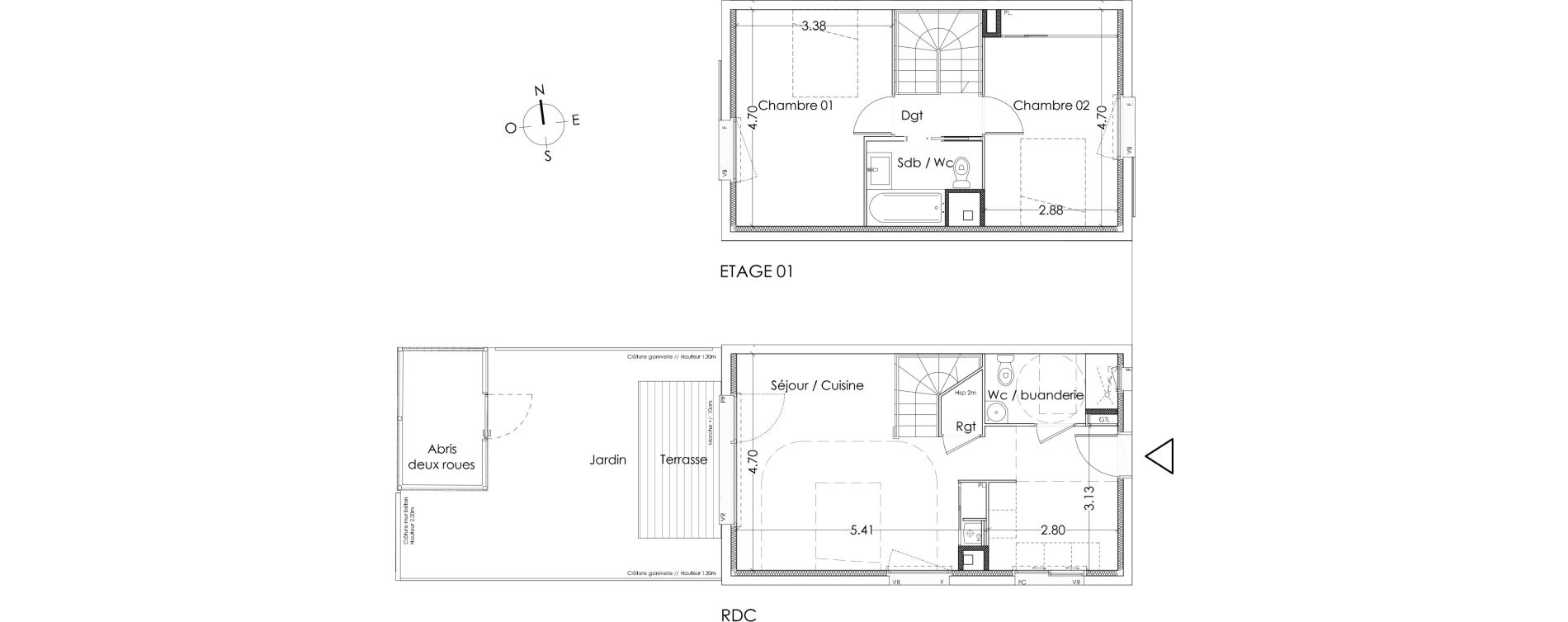 Maison T3 de 68,80 m2 &agrave; Villenave-D'Ornon Centre
