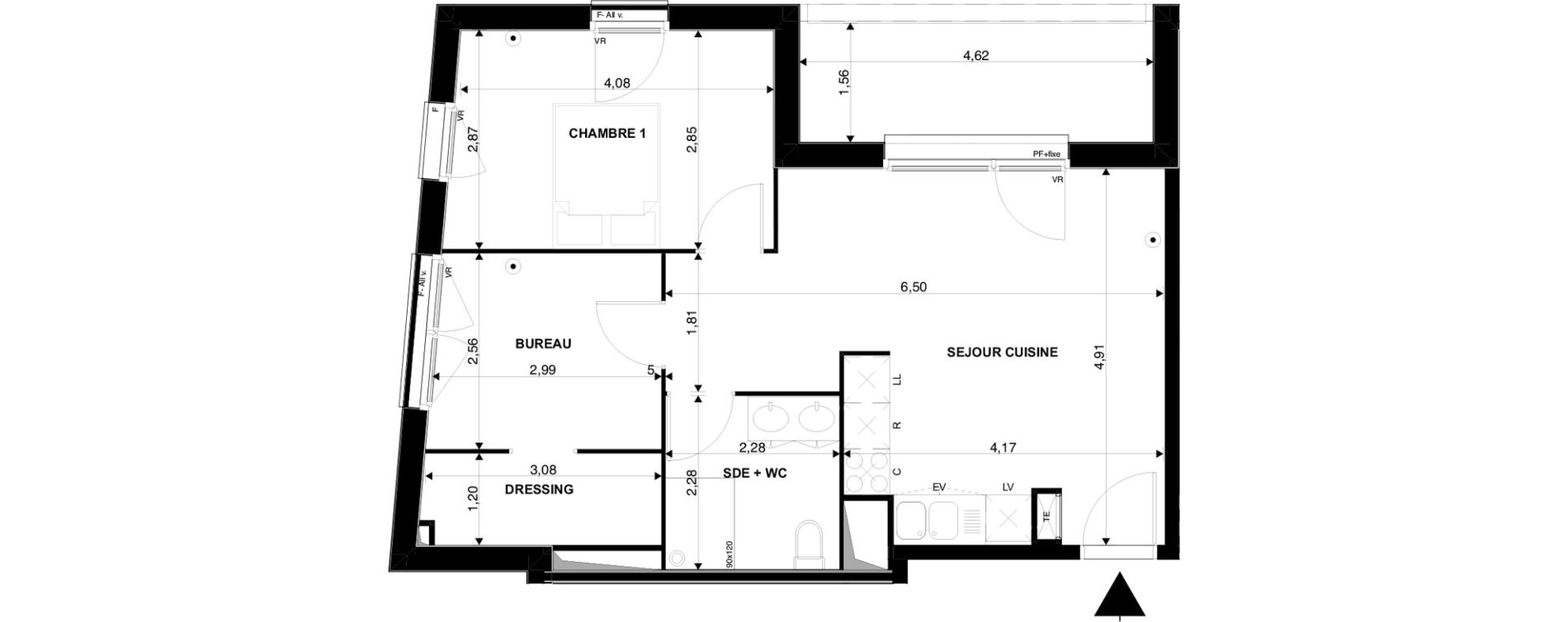 Appartement T2 bis de 53,92 m2 &agrave; Villenave-D'Ornon Chambery