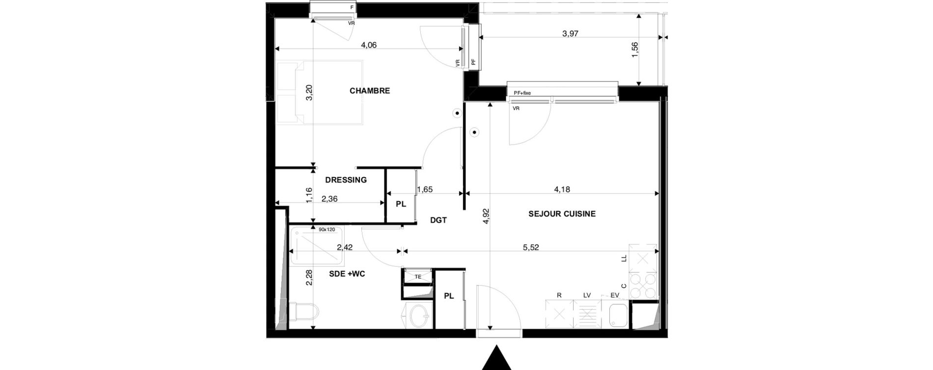 Appartement T2 de 45,68 m2 &agrave; Villenave-D'Ornon Chambery