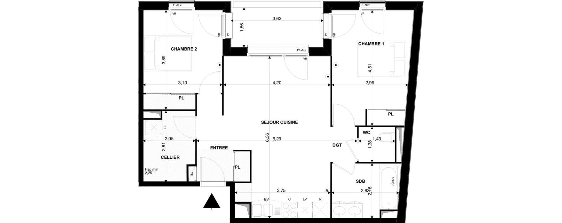 Appartement T3 de 67,95 m2 &agrave; Villenave-D'Ornon Chambery