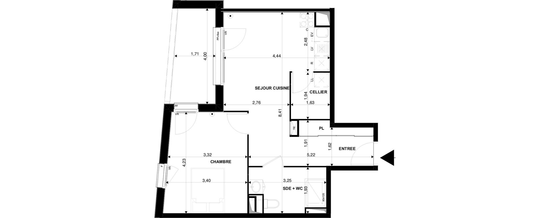 Appartement T2 de 47,81 m2 &agrave; Villenave-D'Ornon Chambery