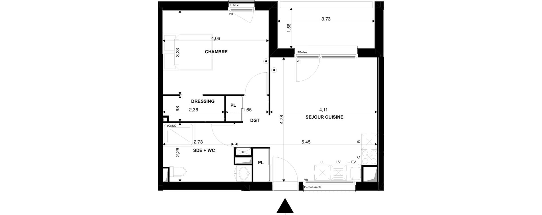 Appartement T2 de 45,01 m2 &agrave; Villenave-D'Ornon Chambery