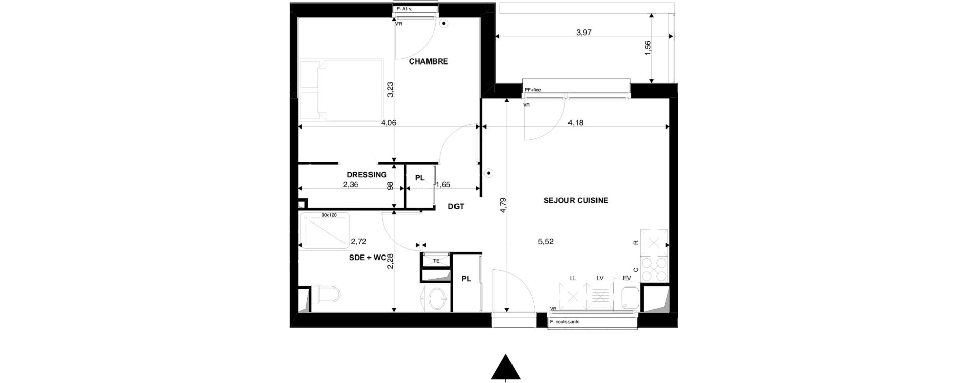 Appartement T2 de 45,09 m2 &agrave; Villenave-D'Ornon Chambery