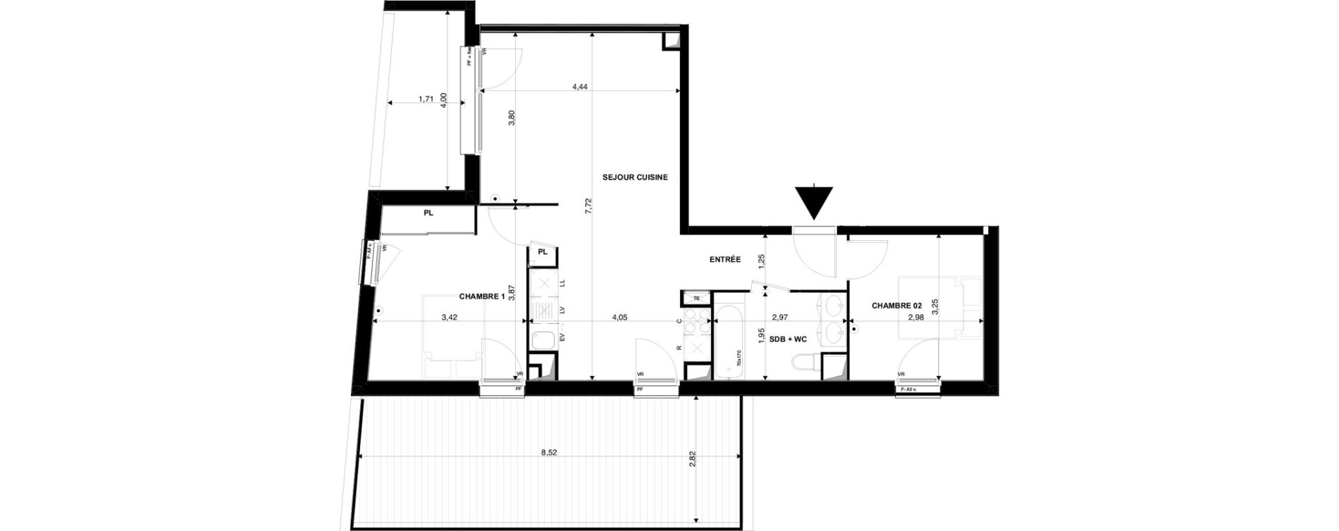 Appartement T3 de 62,95 m2 &agrave; Villenave-D'Ornon Chambery