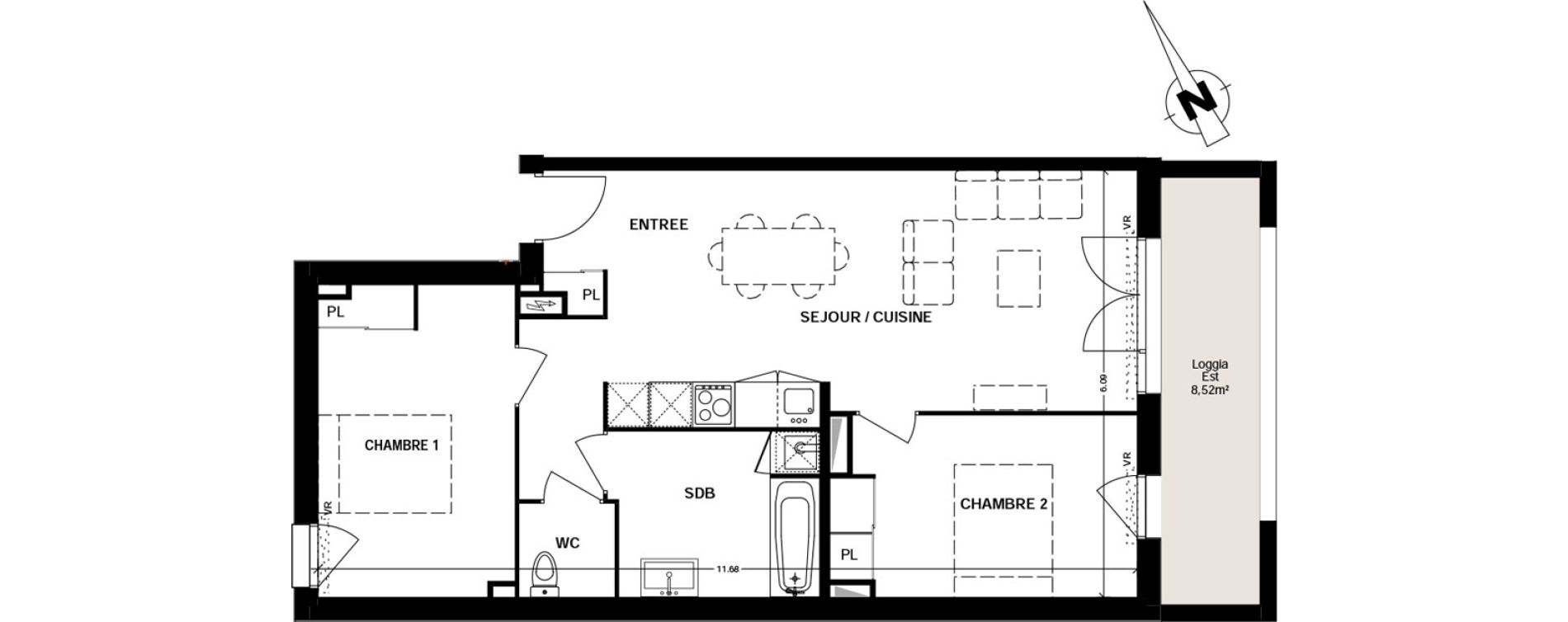 Appartement T3 de 63,70 m2 &agrave; Villenave-D'Ornon Centre