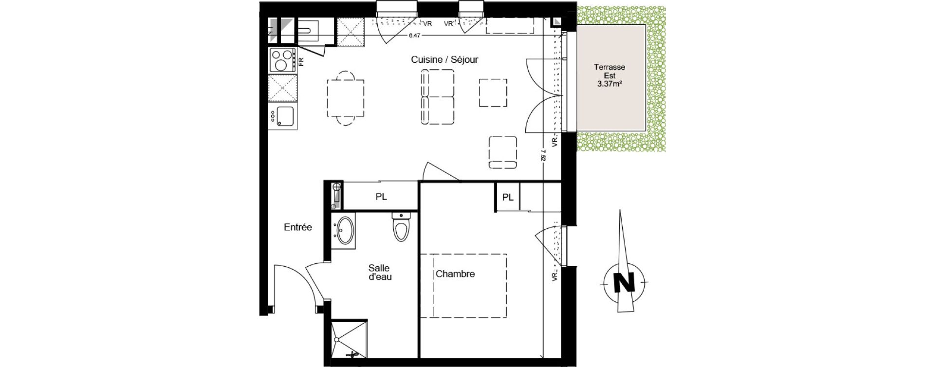 Appartement T2 de 45,31 m2 &agrave; Villenave-D'Ornon Centre