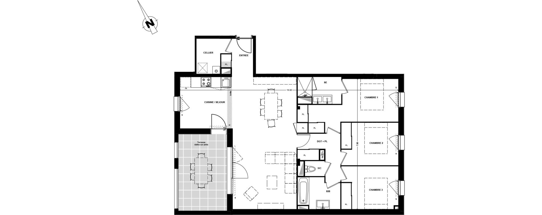 Appartement T4 de 94,48 m2 &agrave; Villenave-D'Ornon Centre