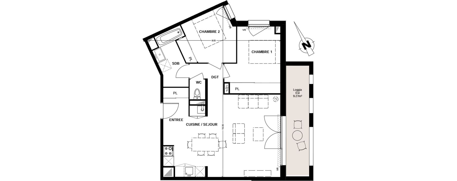 Appartement T3 de 64,32 m2 &agrave; Villenave-D'Ornon Centre