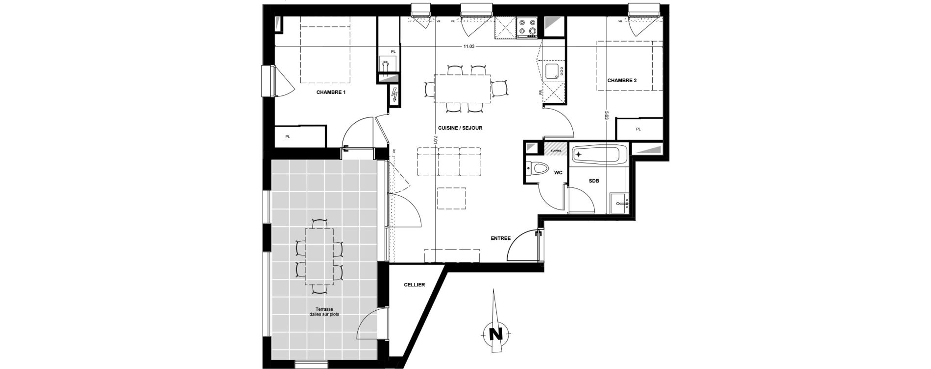 Appartement T3 de 57,67 m2 &agrave; Villenave-D'Ornon Centre