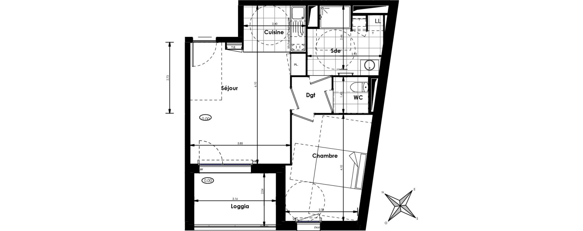 Appartement T2 de 45,10 m2 &agrave; Villenave-D'Ornon Centre