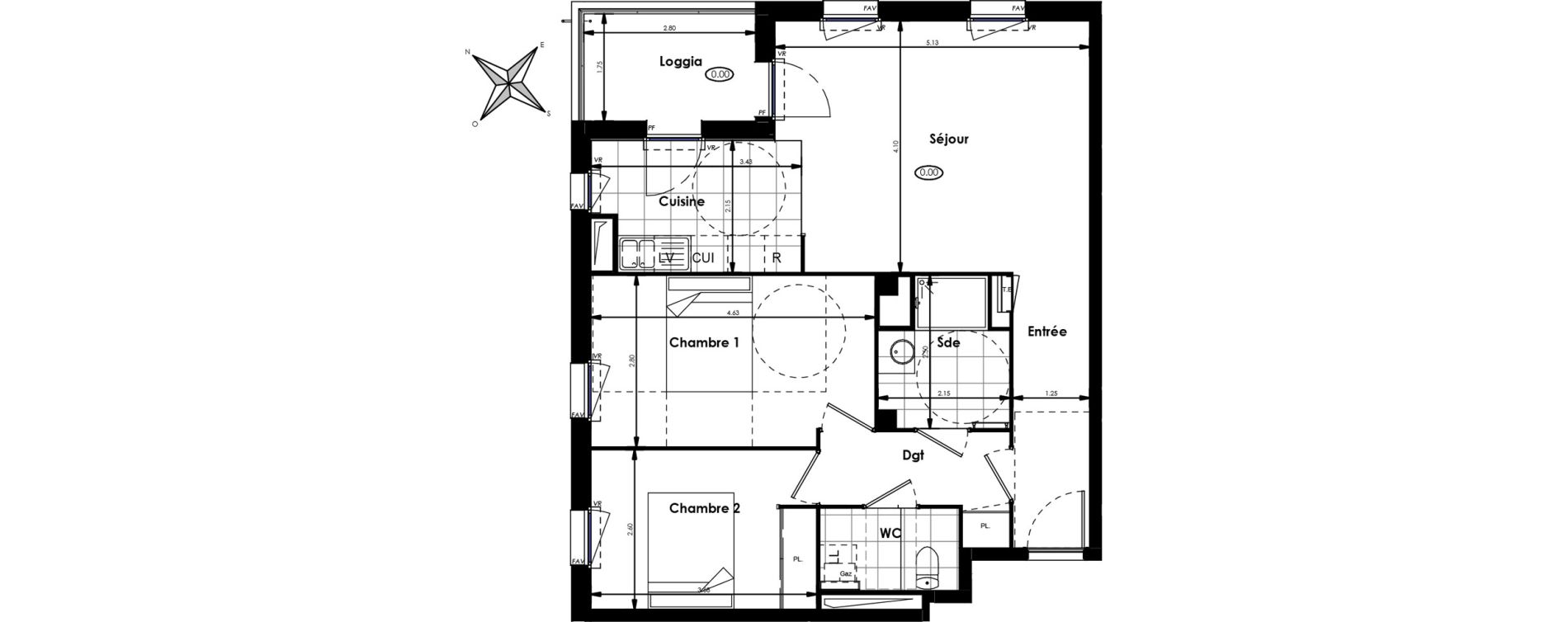 Appartement T3 de 66,60 m2 &agrave; Villenave-D'Ornon Centre