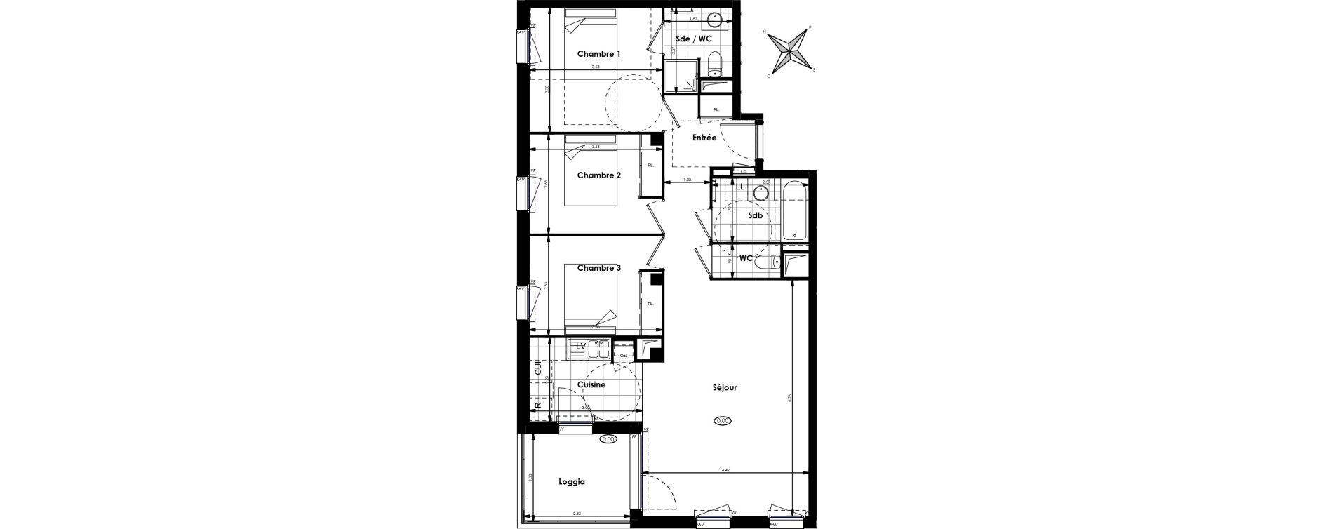 Appartement T4 de 80,40 m2 &agrave; Villenave-D'Ornon Centre
