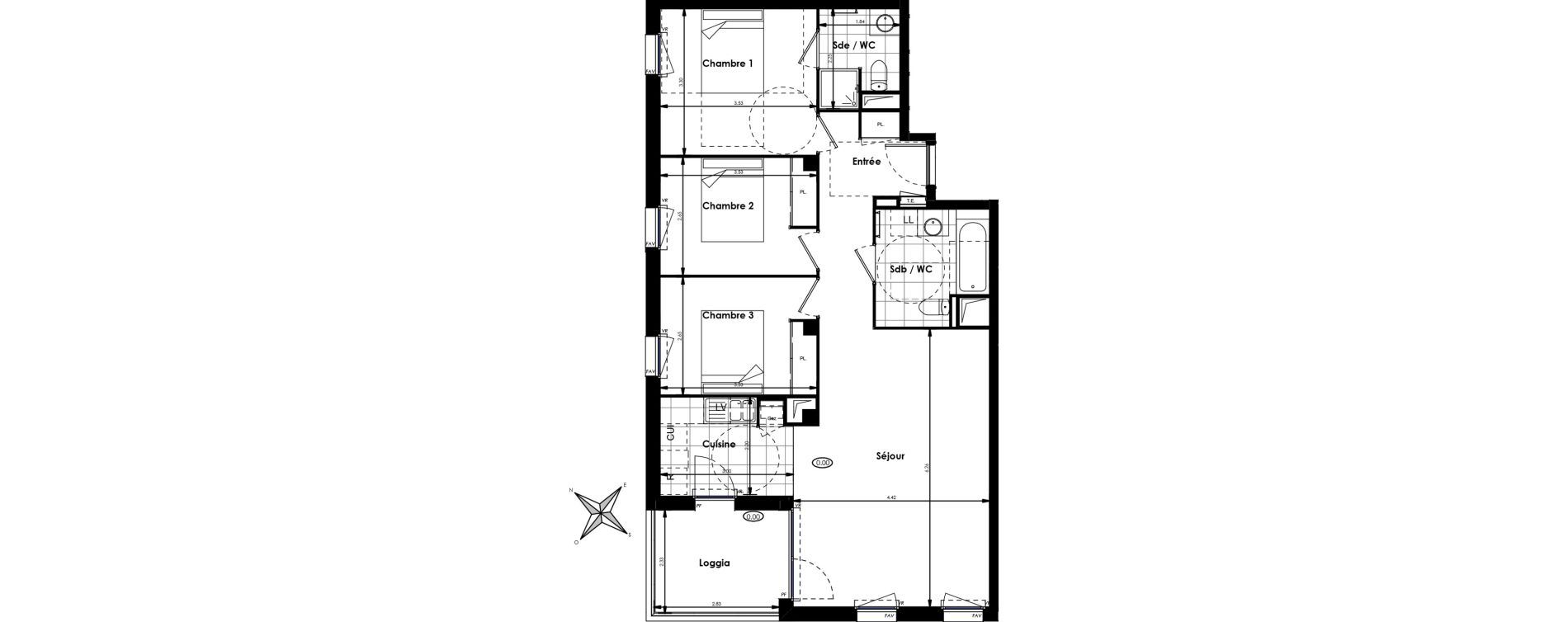 Appartement T4 de 80,60 m2 à Villenave-D'Ornon Centre