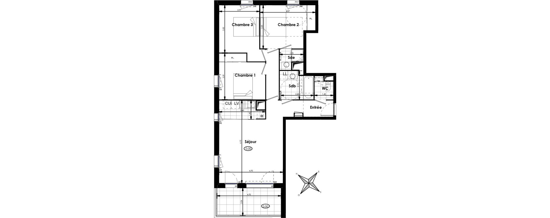 Appartement T4 de 78,80 m2 &agrave; Villenave-D'Ornon Centre