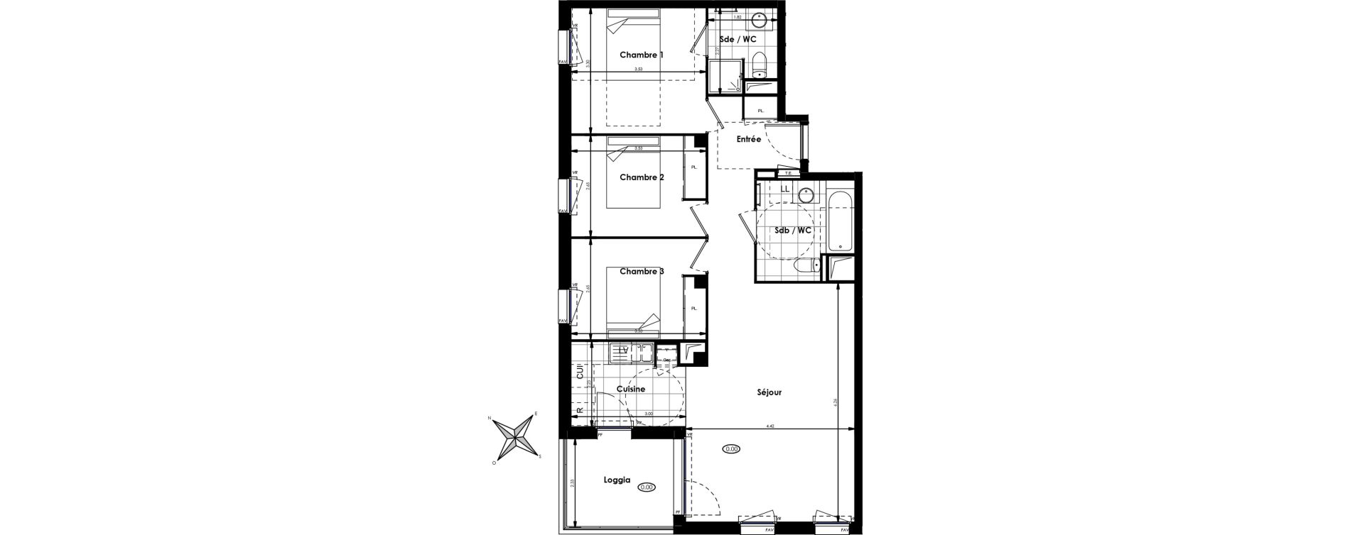 Appartement T4 de 80,70 m2 à Villenave-D'Ornon Centre