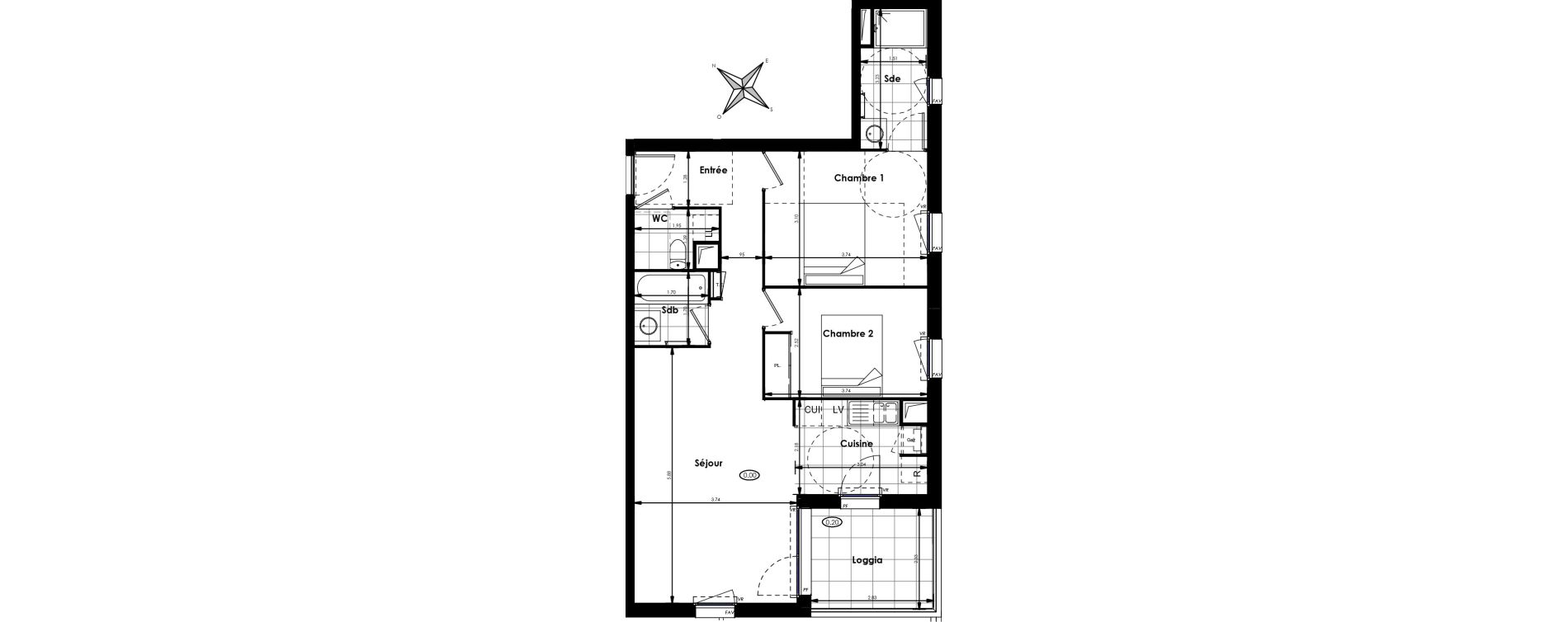 Appartement T3 de 65,10 m2 &agrave; Villenave-D'Ornon Centre