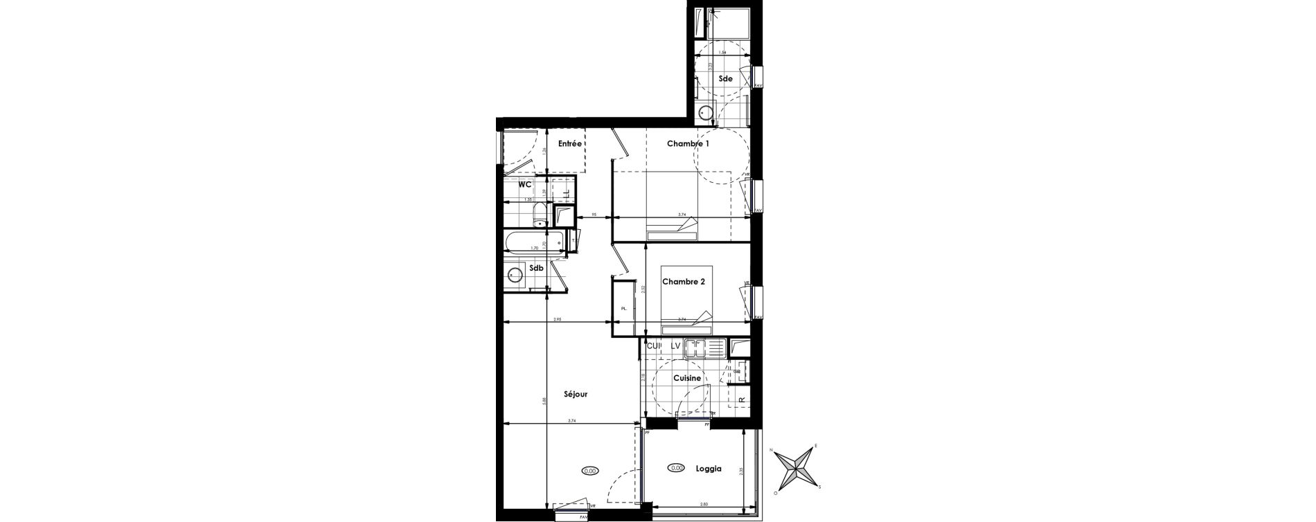 Appartement T3 de 65,10 m2 à Villenave-D'Ornon Centre
