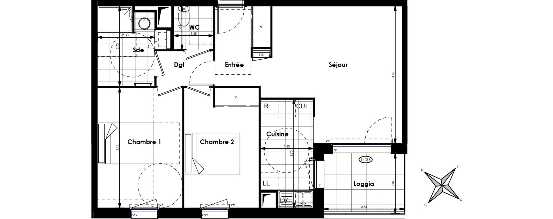 Appartement T3 de 62,10 m2 &agrave; Villenave-D'Ornon Centre
