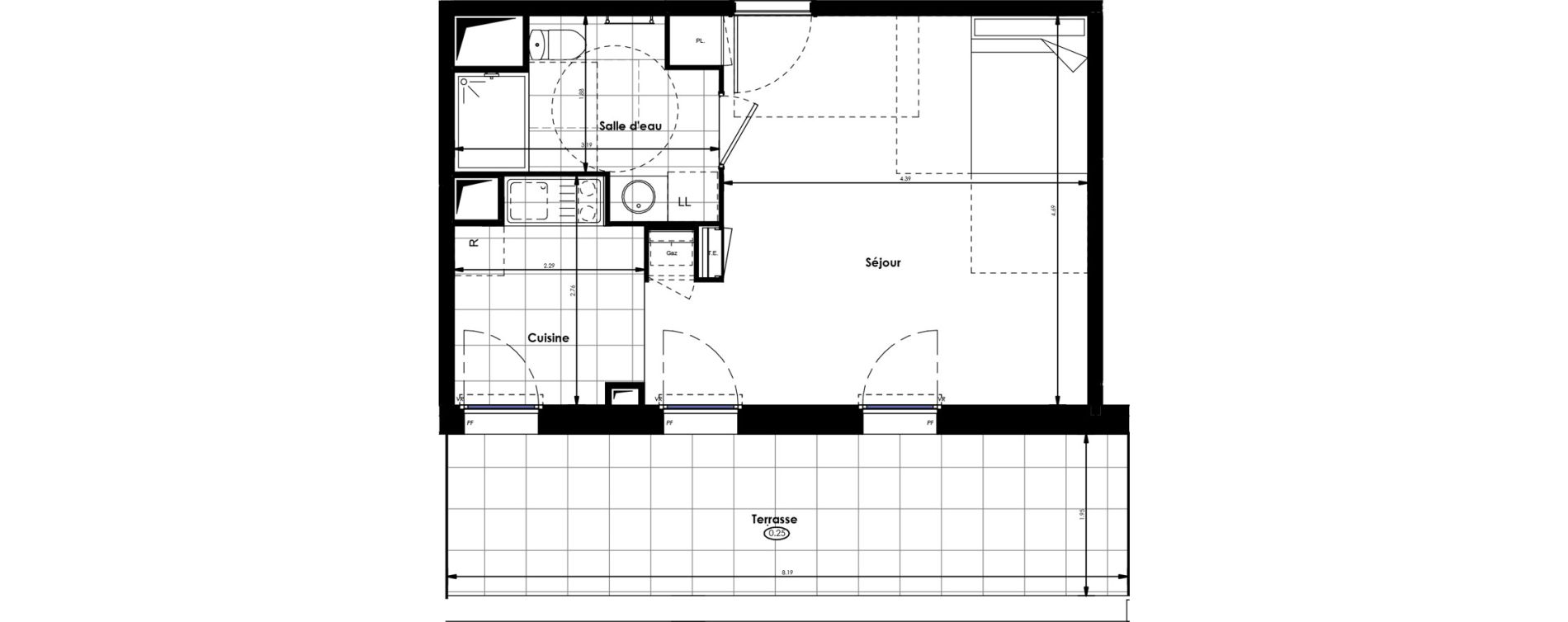 Appartement T1 de 33,80 m2 &agrave; Villenave-D'Ornon Centre