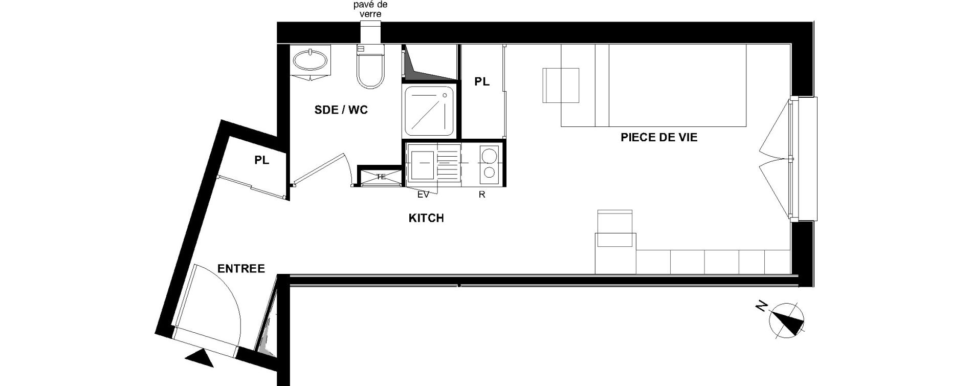 Appartement T1 de 26,88 m2 &agrave; Villenave-D'Ornon Centre