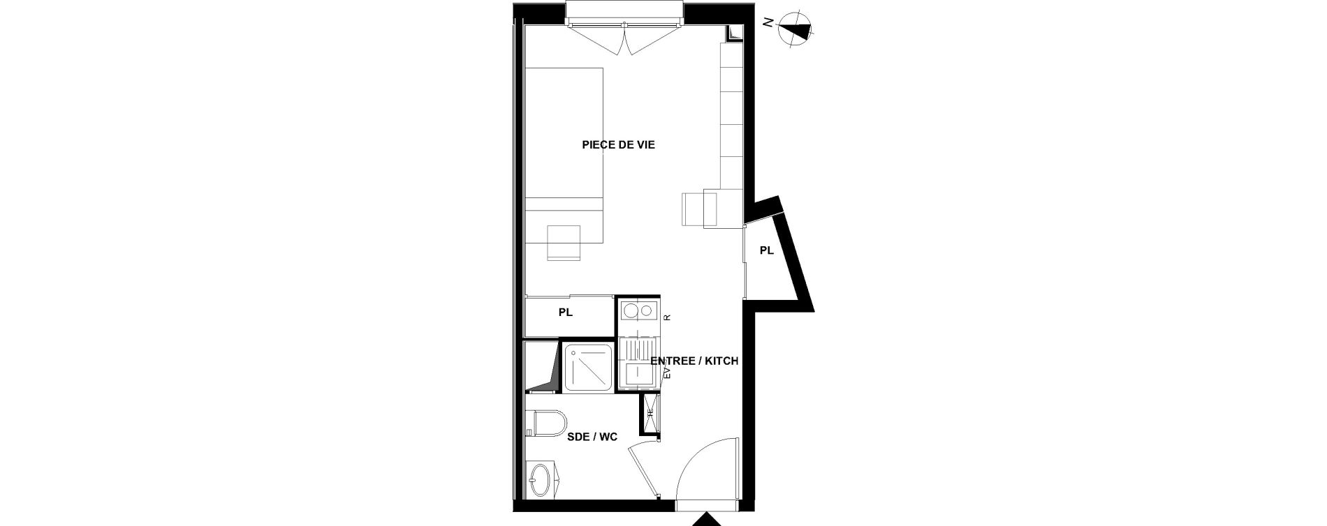 Appartement T1 de 24,13 m2 &agrave; Villenave-D'Ornon Centre