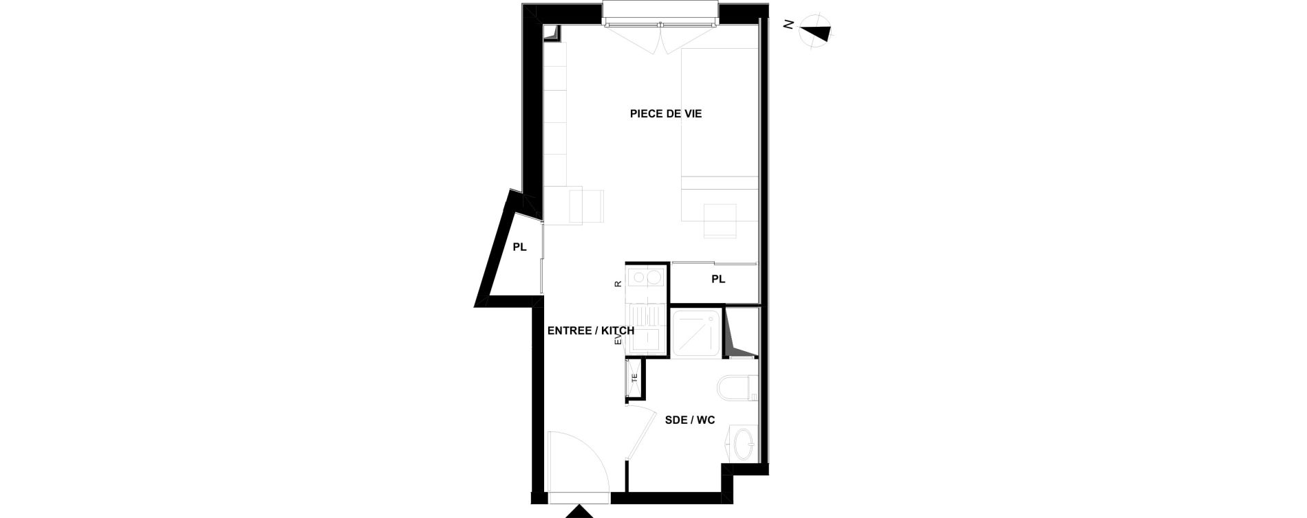 Appartement T1 de 23,84 m2 &agrave; Villenave-D'Ornon Centre