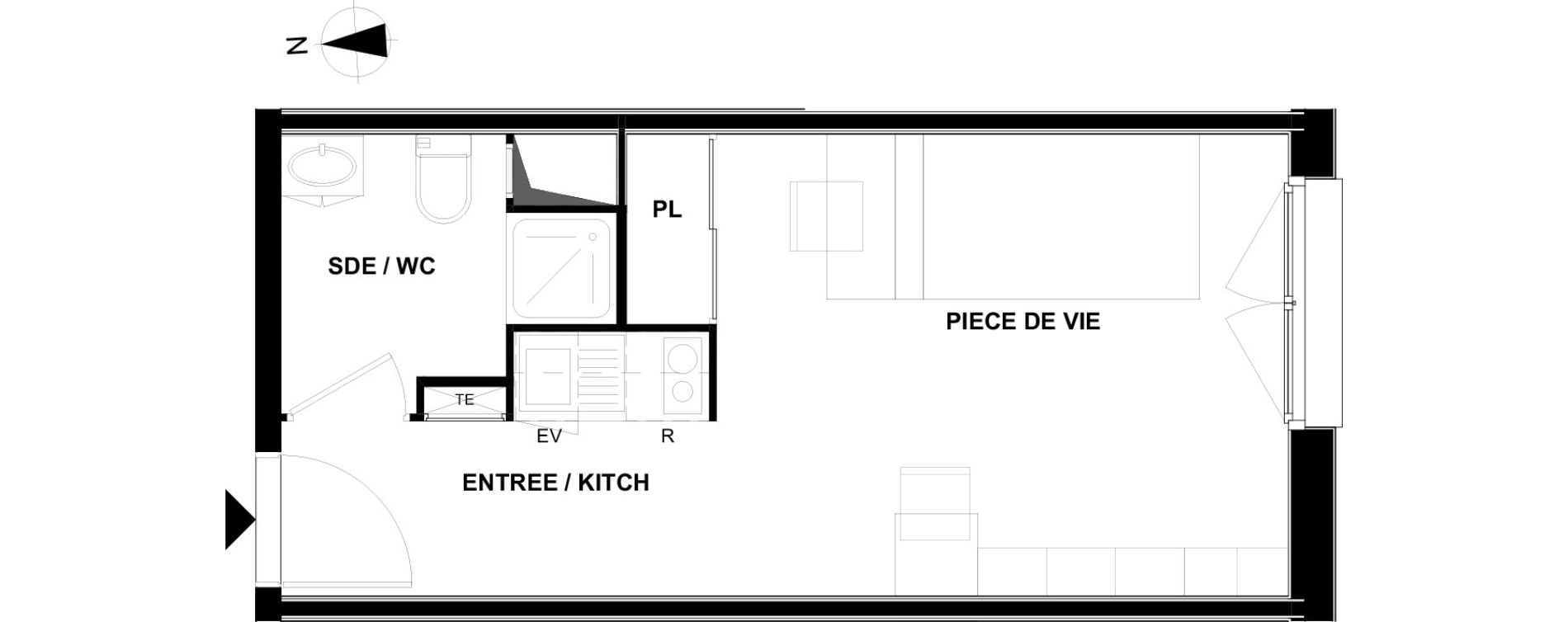 Appartement T1 de 23,44 m2 &agrave; Villenave-D'Ornon Centre