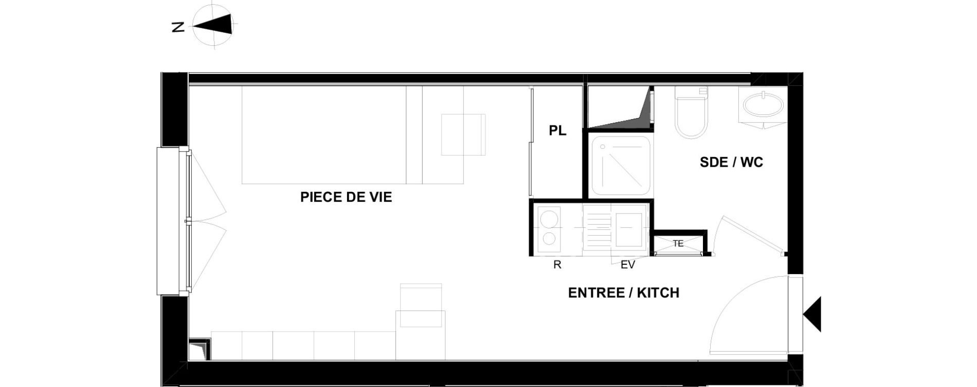 Appartement T1 de 23,37 m2 &agrave; Villenave-D'Ornon Centre