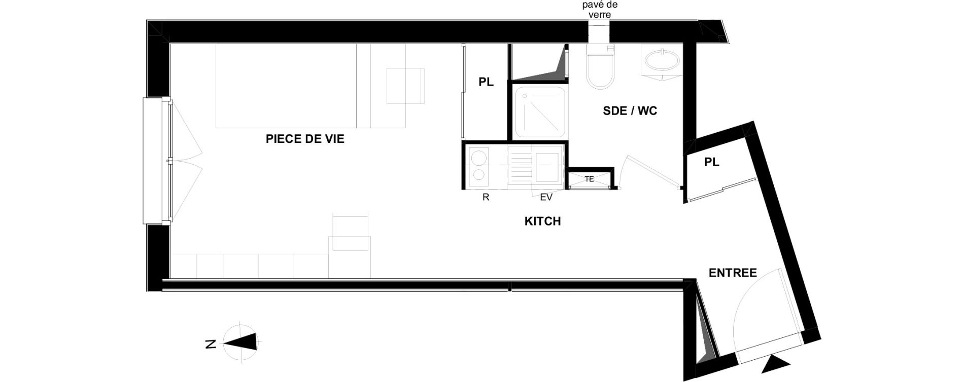 Appartement T1 de 26,88 m2 &agrave; Villenave-D'Ornon Centre