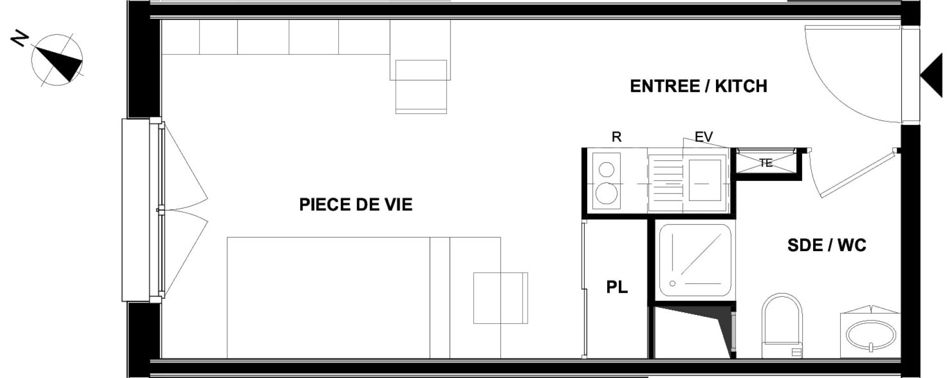Appartement T1 de 23,44 m2 &agrave; Villenave-D'Ornon Centre