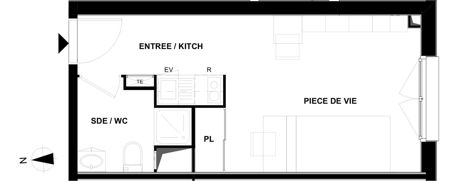 Appartement T1 de 23,37 m2 &agrave; Villenave-D'Ornon Centre