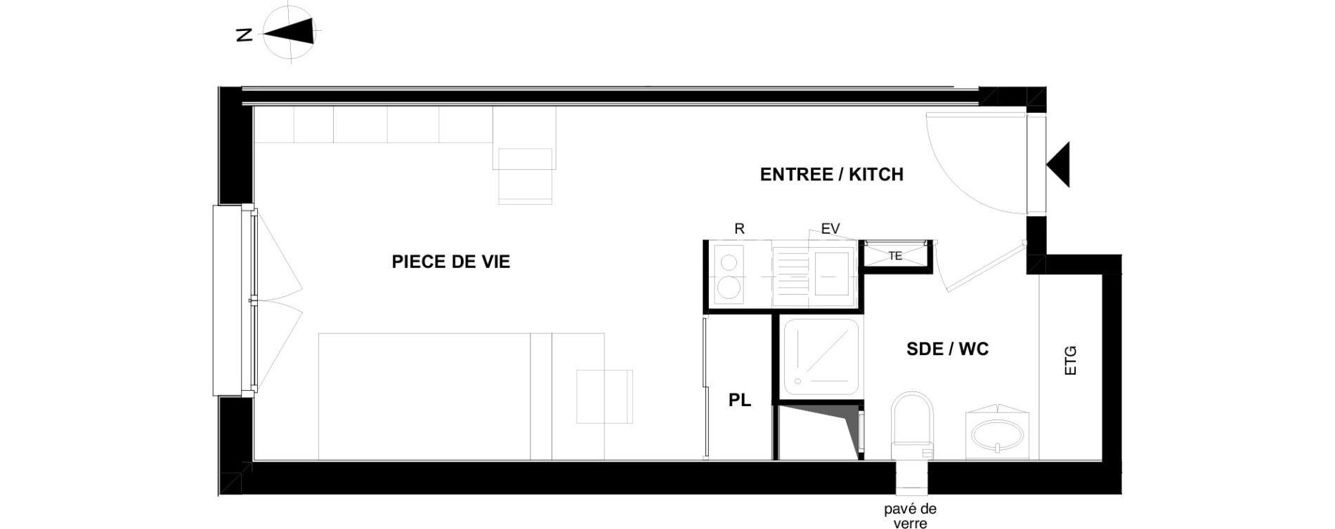 Appartement T1 de 24,70 m2 &agrave; Villenave-D'Ornon Centre