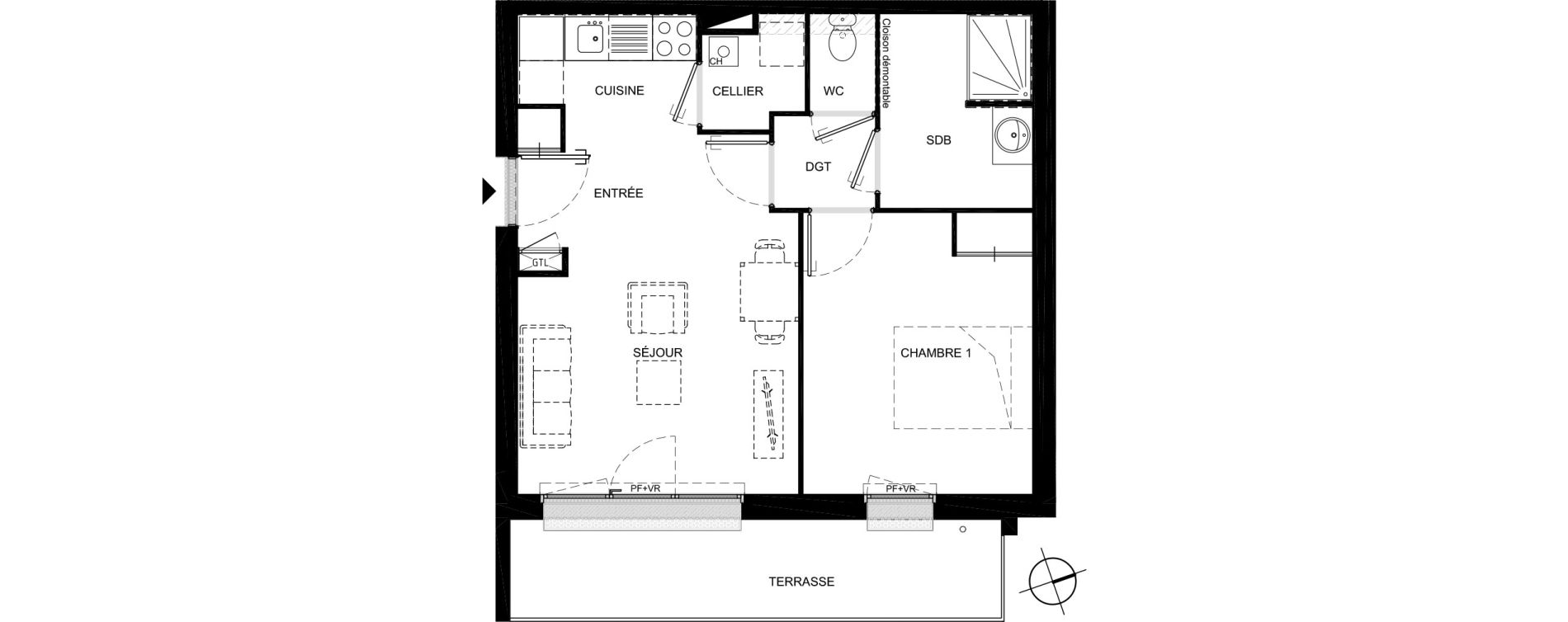 Appartement T2 de 45,03 m2 à Villenave-D'Ornon Hourcade - geneste - le bourg - courréjean